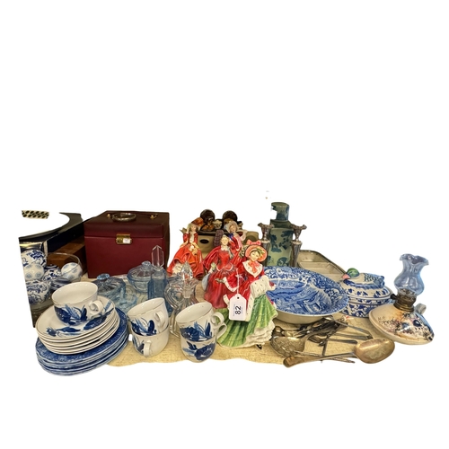 82 - Four Royal Doulton figurines, Royal Doulton Berkshire dinner, tea and coffee ware, novelty teapot, b... 