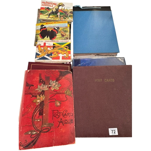 Collection of postcard albums and Brooke Bond picture card sets.