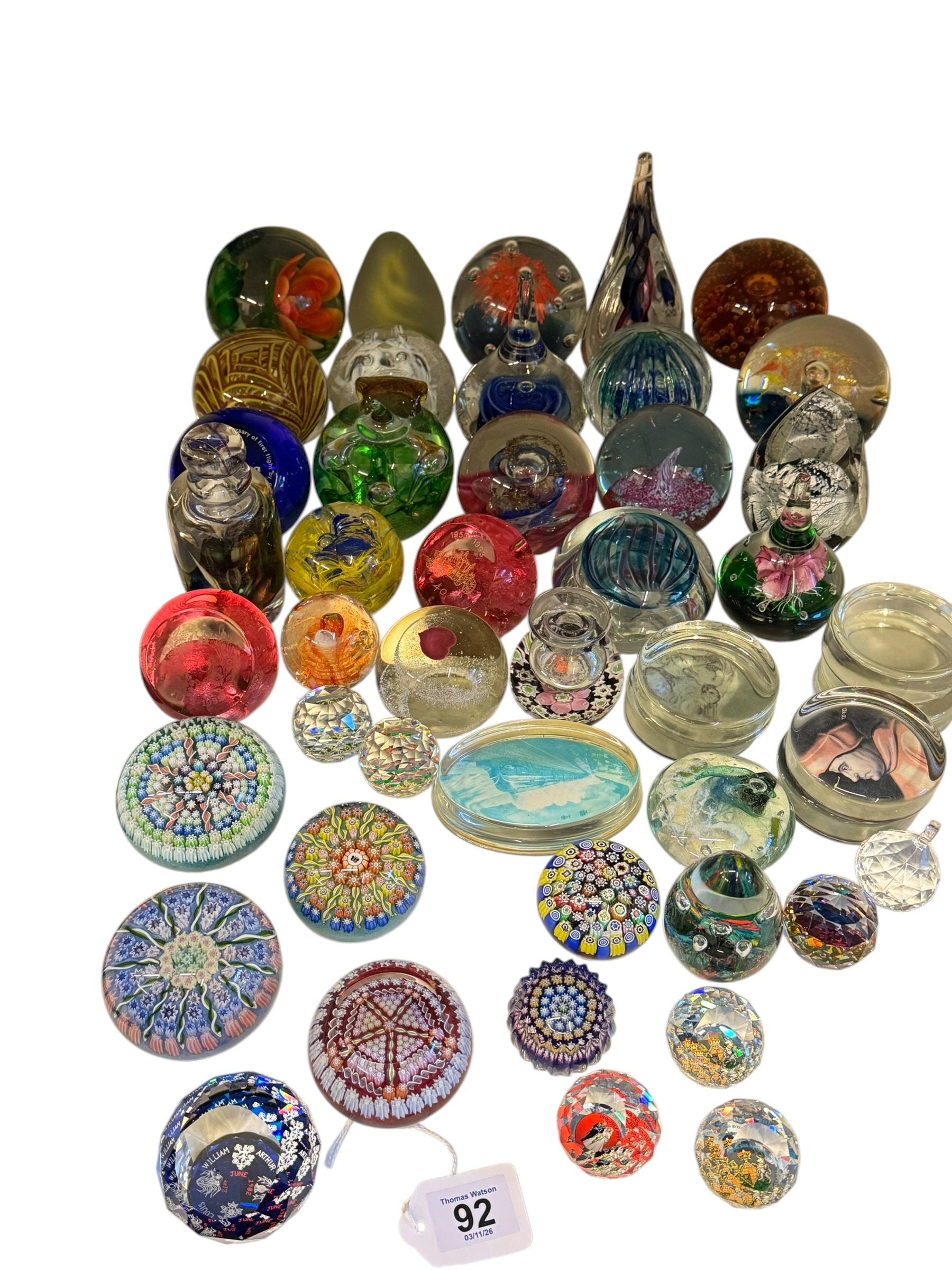 Collection of glass paperweights including Caithness, Millefiori, etc.
