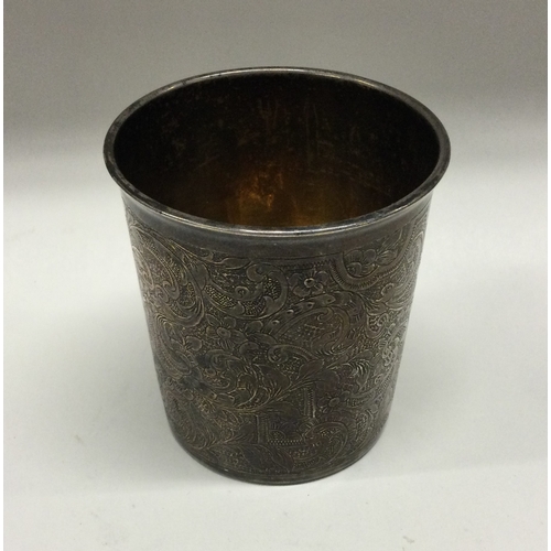 A finely engraved 19th Century French silver beaker. Approx. 71 grams ...