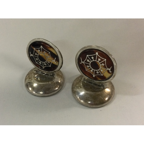 101 - A good pair of silver and tortoiseshell menu holders. Birmingham. Approx. 37 grams. Est. £150 - £200... 