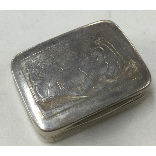 294 - A rare George III silver vinaigrette depicting a scene of a man with dog. London 1811. By Matthew Li... 