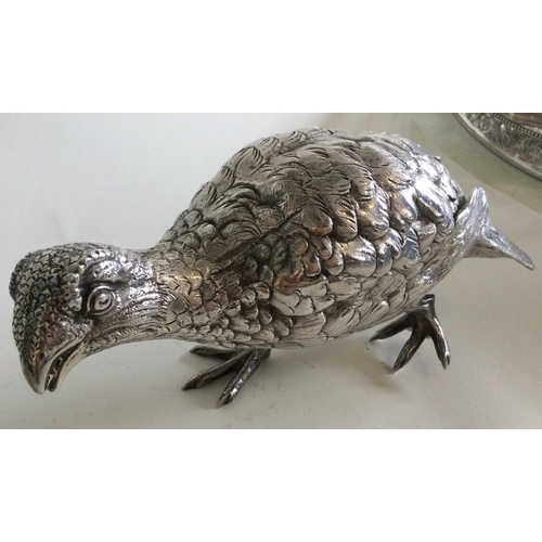 475 - A good quality textured figure of a grouse. London. By LB&S. Approx. 760 grams. Est. £800 - £1200.