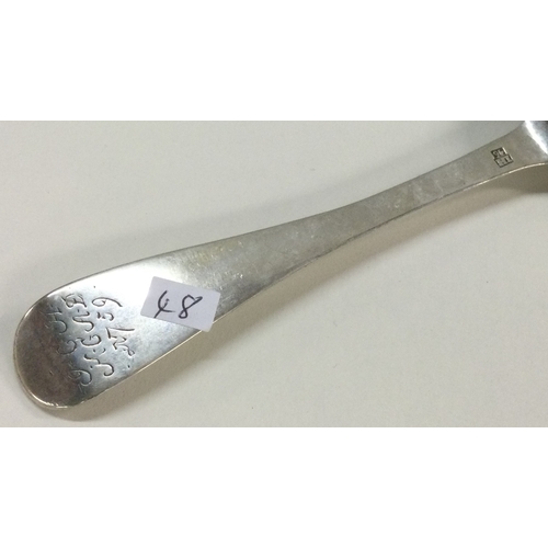 48 - An early Continental silver spoon dated 1759. Approx. 51 grams. Est. £60 - £80.