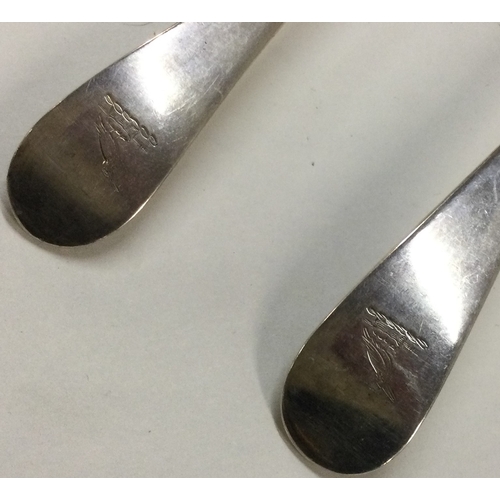 514 - PETER & ANN BATEMAN: A fine pair of George III crested silver serving spoons. London 1813. Approx. 1... 