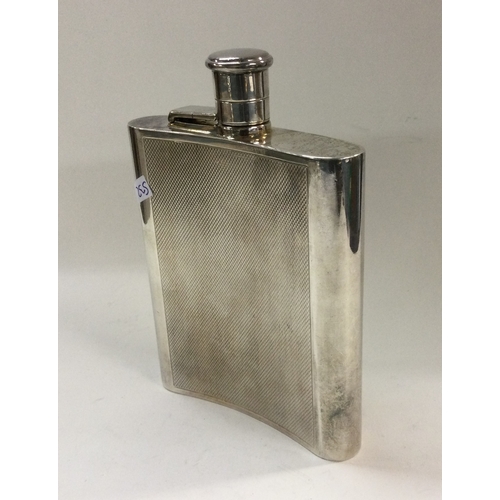 532 - A large engine turned silver flask with screw-on lid. London 1965. Approx. 215 grams. Est. £300 - £4... 