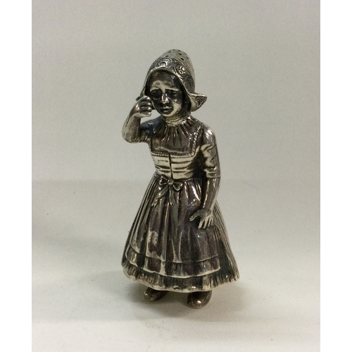 59 - A heavy 19th Century Dutch silver figure of a lady. Approx. 93 grams. Est. £200 - £300.