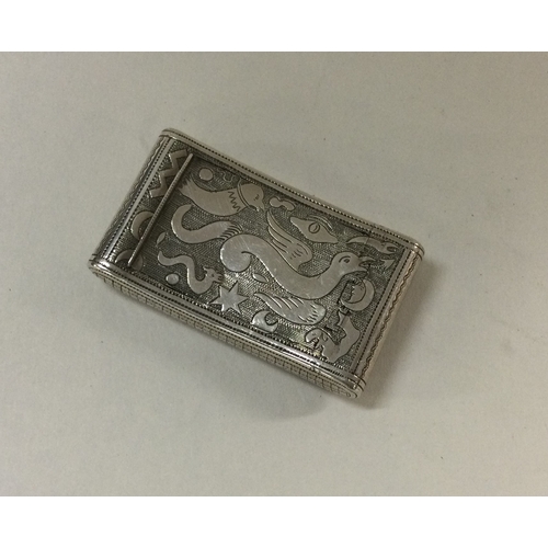 73 - A good quality George III silver snuff box of shaped form engraved with animals. Birmingham 1807. By... 