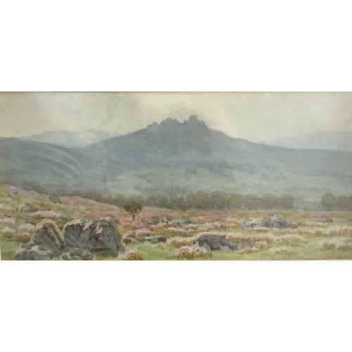 1044 - WILLIAM SIDNEY MORRISH: (British 1844 - 1917): A gilt framed and watercolour depicting a Dartmoor sc... 