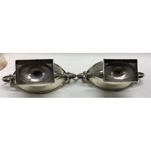 148 - A pair of heavy George III silver salts with beaded decoration. London 1778. By Peter Podio. Approx.... 