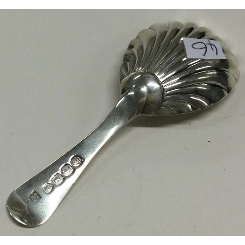 46 - A George III silver caddy spoon with fluted bowl. London 1781. By William Eley & William Fearn. Appr... 