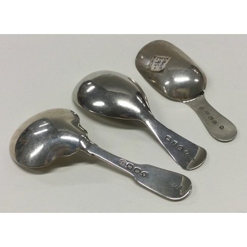 88 - Three Georgian silver caddy spoons. Various dates and makers. Approx. 37 grams. Est. £50 - £80.