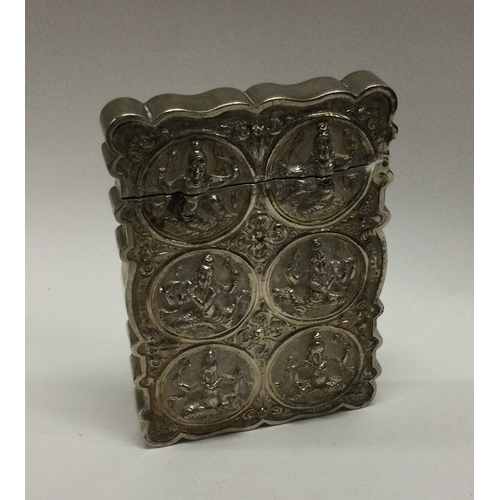 11 - A good quality chased Indian silver card case. Circa 1900. Approx. 126 grams. Est. £200 - £300.