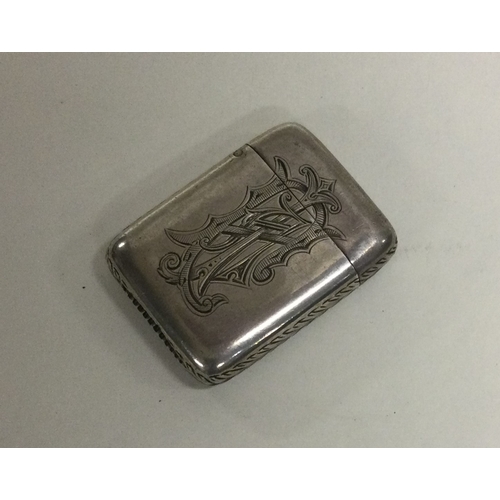 142 - A 19th / 20th Century silver vesta case with stone decoration. Approx. 50 grams. Est. £100 - 3150.