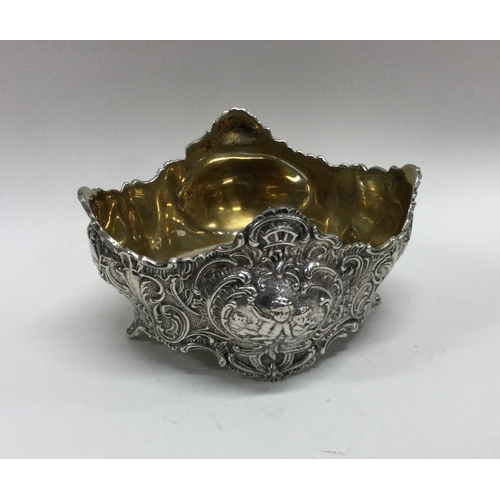 179 - A good cast silver boat shaped dish. Approx. 259 grams. Est. £80 - £120.