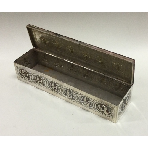 190 - A large Indian / Thai silver box with hinged lid. Approx. 150 grams. Est. £100 - £150.