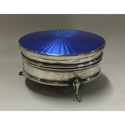 135 - A silver and blue enamelled jewellery box. Birmingham 1929. By Henry Matthews. Approx. 116 grams. Es... 