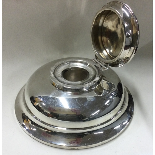 178 - CHESTER: A large circular inkwell with hinged top. Approx. 510 grams. Est. £40 - £60.