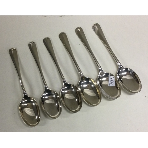 202 - A set of six rat tail pattern silver teaspoons. Sheffield. Approx. 101 grams. Est. £30 - £40.