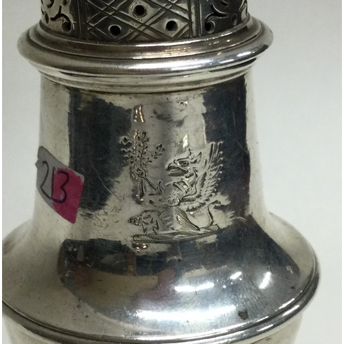 213 - A heavy Georgian silver caster. Maker's mark only. London circa 1754. By Robert Alben. Approx. 139 g... 