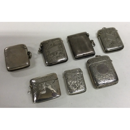 276 - A selection of seven silver vesta cases. Various dates and makers. Approx. 162  grams. Est. £100 - £... 