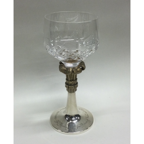 311 - A good cased silver mounted glass goblet. London. By Bourne & Kemp. Est. £30 - £50.