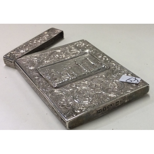 49 - An early William IV silver castle top card case depicting Windsor Castle. Birmingham 1835. By Taylor... 