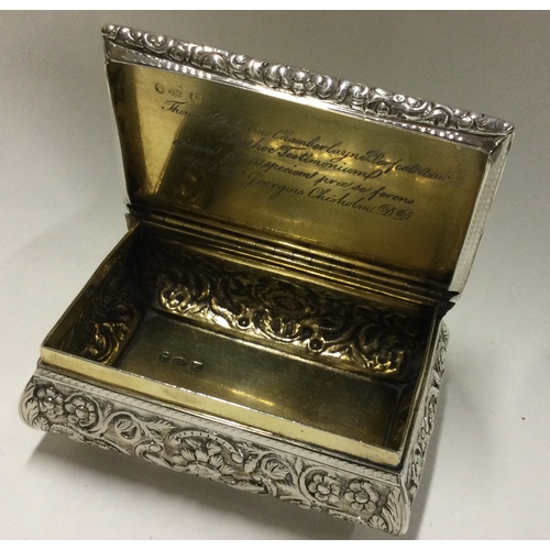 70 - A heavy cast silver snuff box. Birmingham 1827. By Joseph Wilmore. Approx. 184 grams. Est. £450 - £5... 