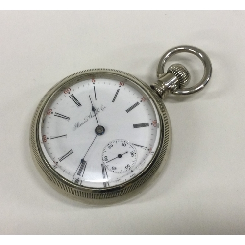 908 - ILLINOIS: A good nickel plated open face pocket watch. Est. £20 - £30.