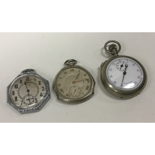 909 - An Elgin open face cocktail pocket watch together with another pocket watch. Est. £20 - £30.