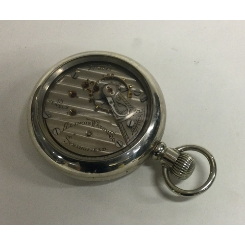 914 - ILLINOIS: An open face pocket watch with open back. Est. £30 - £50.