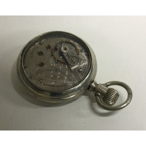 917 - ILLINOIS: An open face pocket watch with open back. Est. £30 - £50.