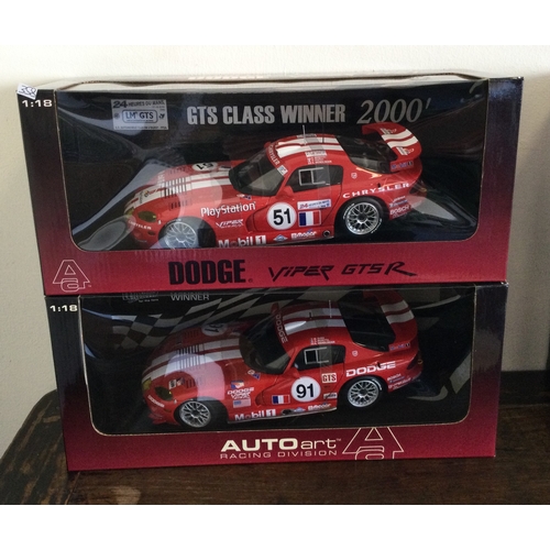 358 - AUTOart Racing Division: Two various boxed model racing cars, scale 1:18. Est. £20 - £30.