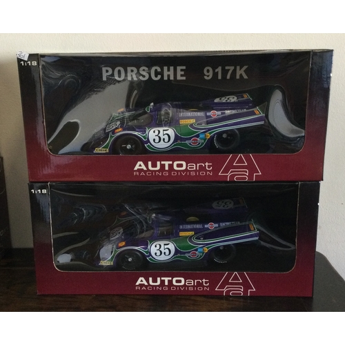 361 - AUTOart Racing Division: Two various boxed model racing cars, scale 1:18. Est. £20 - £30.