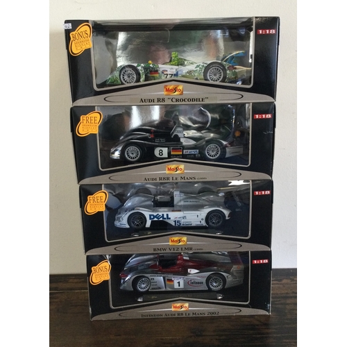 362 - MAISTO: Four various boxed model racing cars, scale 1:18. Est. £30 - £40.