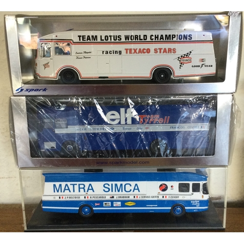 615 - Three various 1:24 scale boxed model crew buses. Est. £30 - £40.