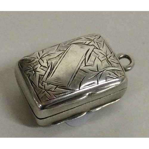 117 - A Victorian engraved novelty silver vinaigrette. Birmingham 1879. By George Unite. Approx. 6 grams. ... 