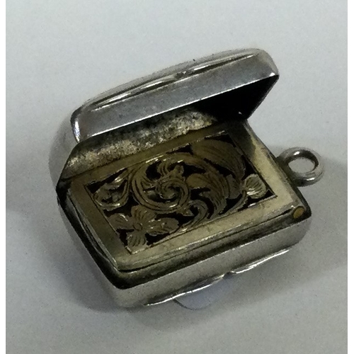 117 - A Victorian engraved novelty silver vinaigrette. Birmingham 1879. By George Unite. Approx. 6 grams. ... 