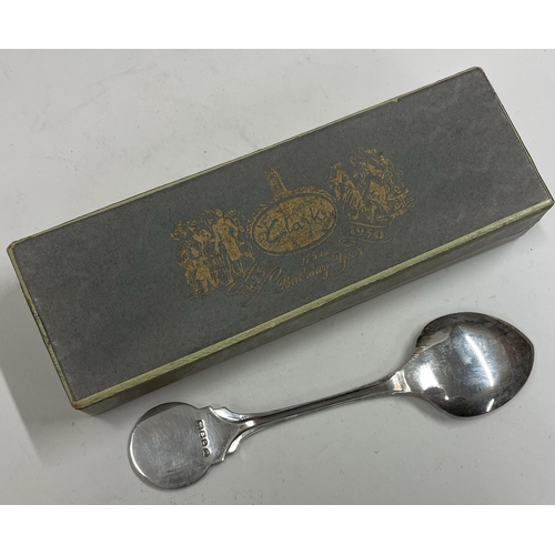 12 - A heavy cased commemorative silver spoon embossed with a castle. London 1950. By Goldsmiths & Silver... 