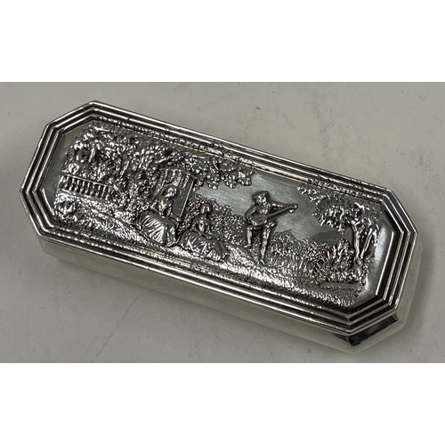 13 - A fine Victorian silver snuff box embossed with a musical scene. Birmingham 1900. By Henry Matthews.... 