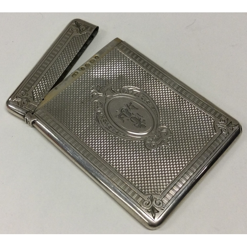 130 - A fine engine turned Victorian silver card case Birmingham 1891. By George Unite. Approx. 80 grams. ... 