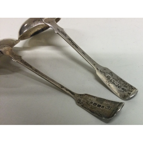 134 - EXETER: Two silver cream ladles. Approx. 38 grams. Est. £20 - £30.