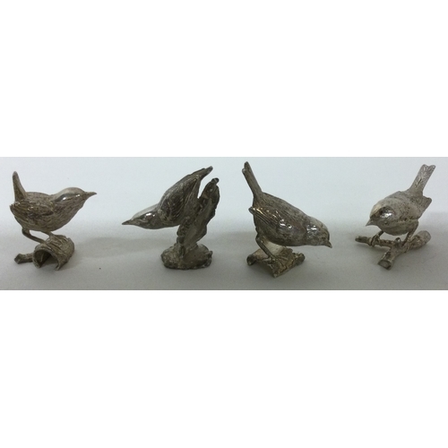 139 - A set of four cast silver bird menu holders. London 1986. Approx. 122 grams. Est. £300 - £500.