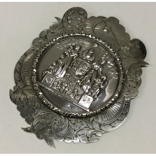 143 - A rare Victorian silver medallion signed ‘Isaac Simons’. Chester 1842. Approx. 50 grams. Est. £200 -... 