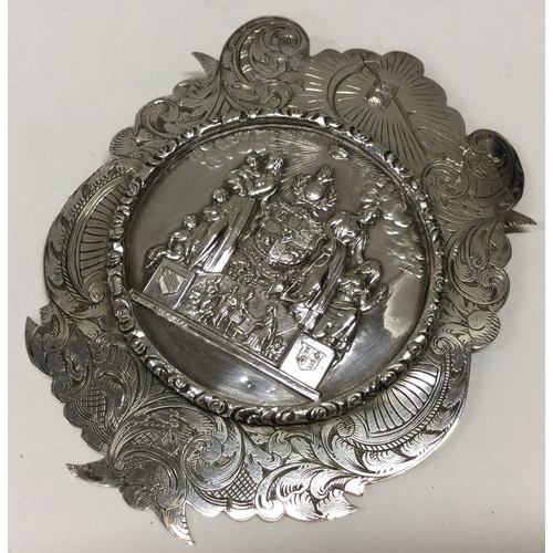 143 - A rare Victorian silver medallion signed ‘Isaac Simons’. Chester 1842. Approx. 50 grams. Est. £200 -... 