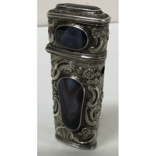 178 - A large early English 18th Century chased silver and stone etui. Circa 1770. Approx. 44 grams. Est. ... 