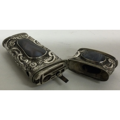 178 - A large early English 18th Century chased silver and stone etui. Circa 1770. Approx. 44 grams. Est. ... 