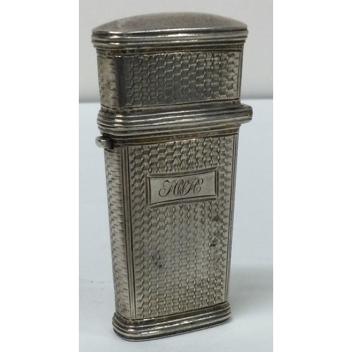 180 - A William IV engine turned silver etui. Birmingham 1833. By Taylor and Perry.  Approx. 25 grams. Est... 