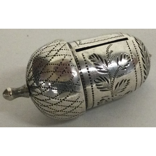 205 - An early 18th/19th Century silver acorn with lift off lid.  Approx. 7 grams. Est. £60 - £80.