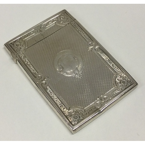 210 - An engine turned fancy Victorian silver card case. Birmingham 1848. By Frederick Marsden.  Approx. 5... 